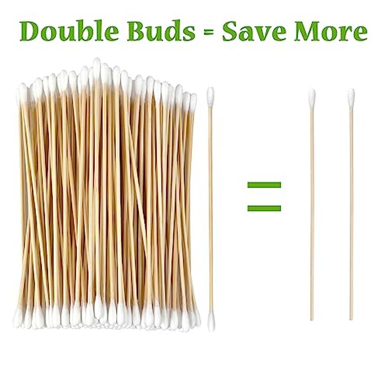 6 Inch Double-Ended Cotton Swabs with Bamboo Sticks (400/200 ct)
