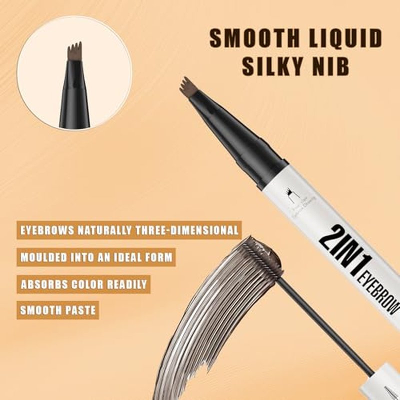 2-in-1 Micro Brow Pen and Mascara - 4-Fork Eyebrow Pencil