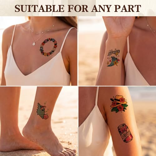 108 PCS Glitter Hawaiian Tattoos – Waterproof Summer Party Fun