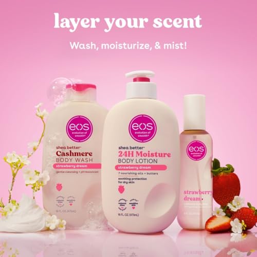 eos Vanilla Cashmere Scent Layering Bundle - Body Wash, Body Mist, Body Lotion
