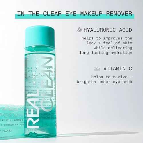 Real Techniques Real Clean In-The-Clear Eye Makeup Remover, Gentle Liquid Makeup Remover, Skin Repair Ingredients, Hyaluronic Acid & Vitamin C, Vegan & Cruelty-Free, 4 fl.oz./110 mL Bottle