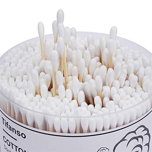 tifanso Natural Wooden Double-Tip Cotton Swabs with Storage Box (500 Count)