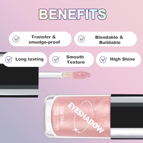 Liquid Glitter Eyeshadow, Multiuse Glitter Makeup for Eyes and Lips, Shimmer Eye Makeup, Highly Pigmented and Buildable, Long Lasting Eye Shadow Cream, Blendable-Starlight