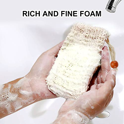 Natural Sisal Soap Saver Bag - Exfoliating Mesh Pouch (4 Pack)