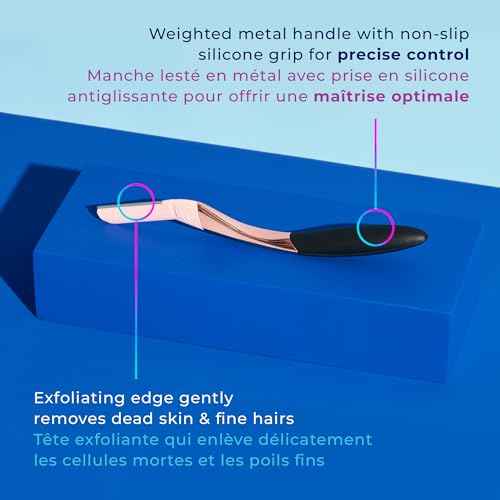 Schick Hydro Silk Dermaplaning Wand, Dermaplaning Tool for Face | Dermaplane Razor for Women Face, Eyebrow Razor, Peach Fuzz Remover, Includes 1 Weighted Metal Handle with 6 Refill Blades
