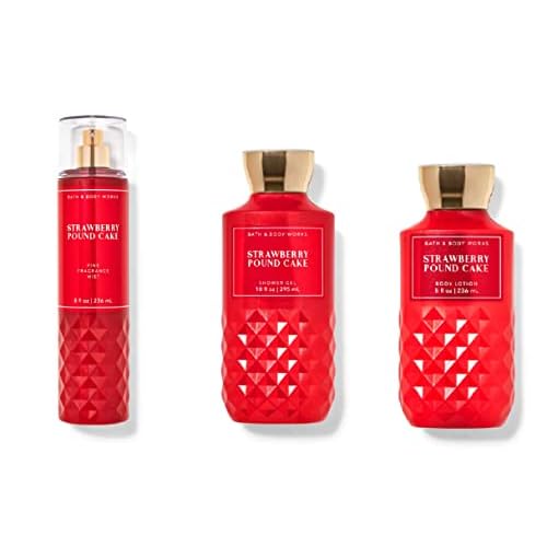 Bath and Body Works - Strawberry Pound Cake - Daily Trio ? Fall 2020 - Shower Gel, Fragrance Mist & Body Lotion