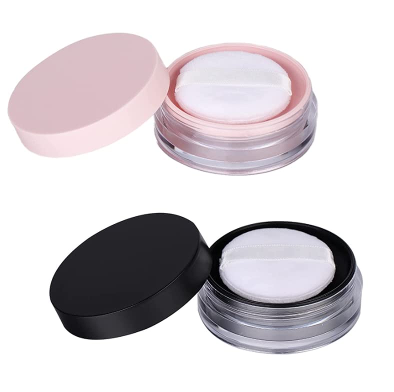 Empty Loose Powder Container 10g with Sponge Puff & Sifter (2 Pack)