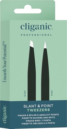 Cliganic Precision Eyebrow Tweezers Set - Slant & Point Tips