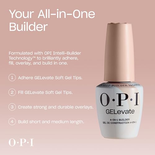 OPI GeleVate 4-in-1 Nail Builder Gel - Flawless Clear Finish, 0.5 Fl Oz