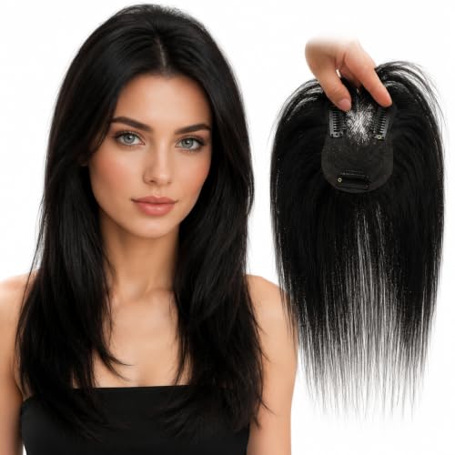 Human Hair Clip-In Topper with Bangs | Borderless Lace Base