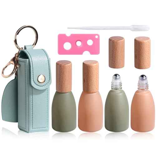 JPNK Essential Oils Roll-on Bottles with Stainless Steel Roller Balls for Aromatherapy and Perfumes with Portable Small Bag Pack of 4