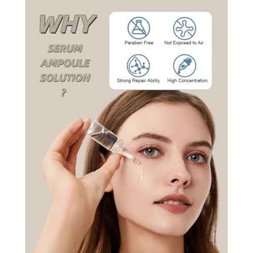 Anti Aging Serum with Hyaluronic Acid Vitamin C Serum for Face Centella Serum Moisturizer 0.35 oz 4 Kits 16 Vials Facial Serum Ampoules (4 kits gift box)