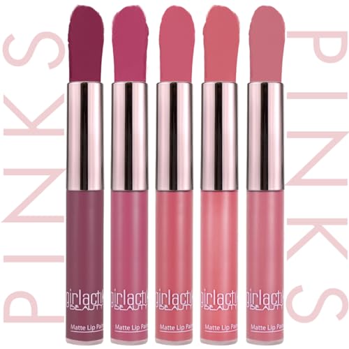 Girlactik Long Lasting Matte Lip Paint Liquid Lipstick in Allure- Long wearing, Smooth Application, Pigmented, Non-Crack Formula, Lightweight, 7.5 ml / .25 oz, (Dollhaus)