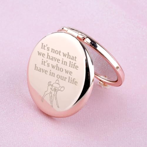 WUSUANED Cute Deer Makeup Mirror It¡¯s Not What We Have in Life It¡¯s Who We Have in Our Life Mirror Movie Fans Gift Deer Lover Gift