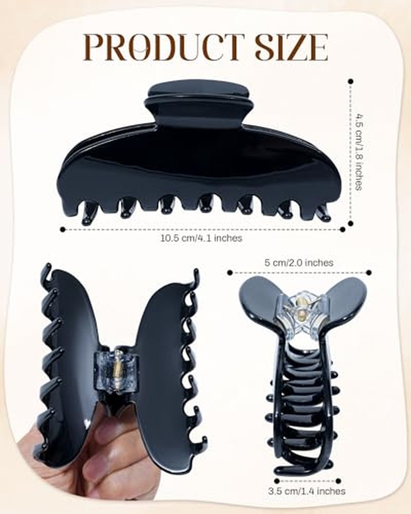 ACECHA Large Black Hair Claw Clip - 4.1" Acetate French Clip