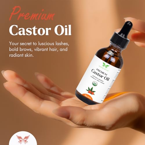 USDA Organic Castor Oil 2 Oz with Eyebrow & Lash Growth Kit