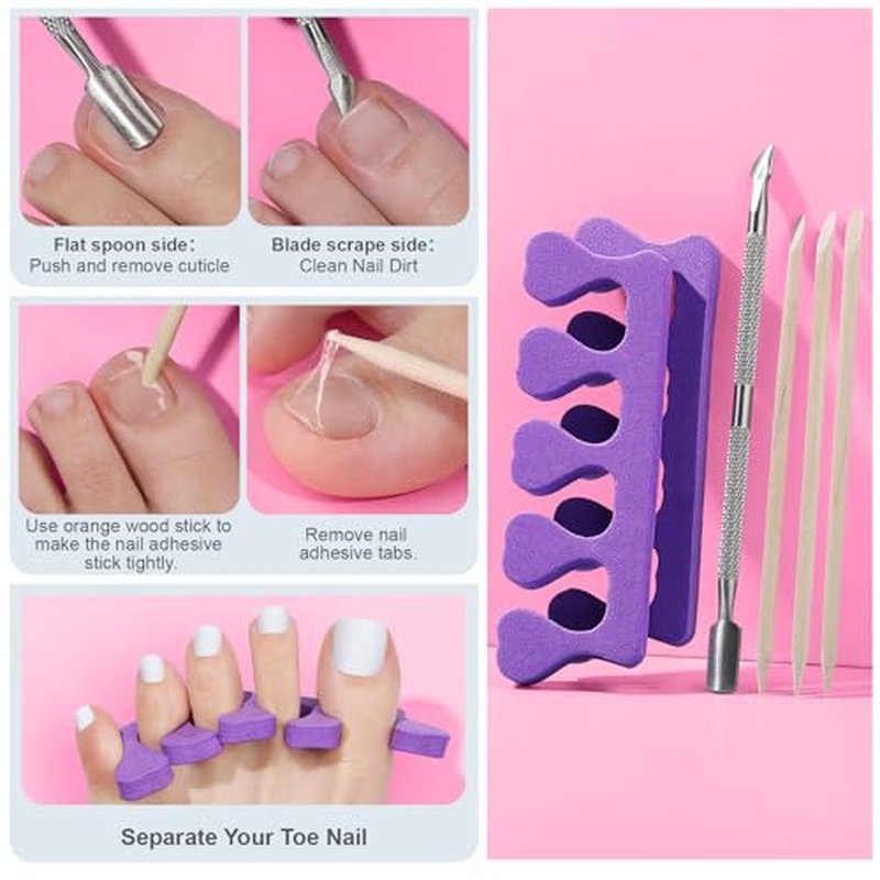 Teenitor White Press On Toenails - 240pcs 15 Sizes