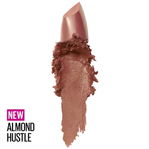 Maybelline Color Sensational Lipstick, Lip Makeup, Cream Finish, Hydrating Lipstick, Nude, Pink, Red, Plum Lip Color, Almond Hustle, 0.15 oz; (Packaging May Vary)