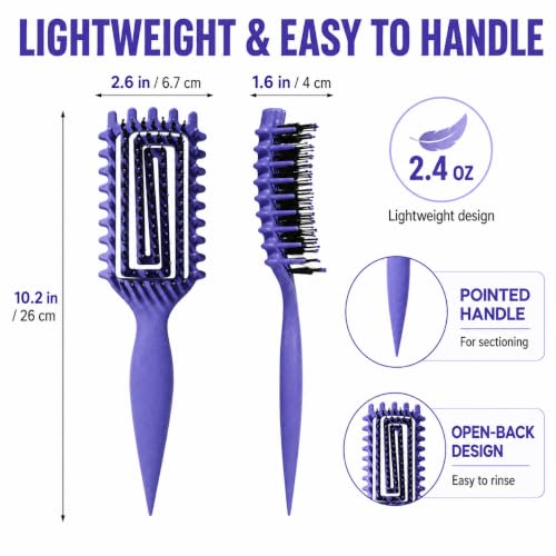 MMBVSZ Purple Curly Hair Brush for Defining & Detangling Wet & Dry Curls