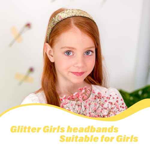 Headbands for Girls Women Glitter Gold Headband Sparkly Headband Hair Bands for Women Girls Headbands Bling Head Bands Hair Accessories for Party Holiday Back to School