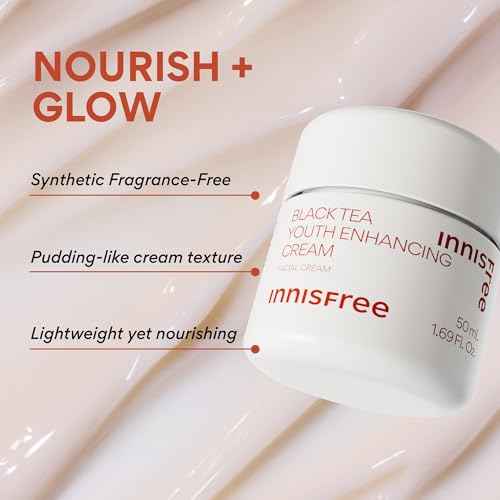 innisfree Black Tea Youth Cream, Korean Moisturizer with Hyaluronic Acid for Radiance, Firm Skin, Hydration, and Visible Anti-Aging Benefits