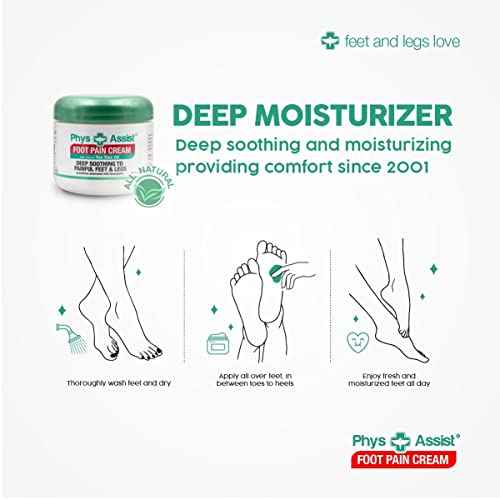 PhysAssist Foot Pain Cream Combo 4 oz jar + 1.5 oz, Soothing Relief for Feet and Legs, Fast Absorbing Formula, Contains Natural Ingredients & Botanicals