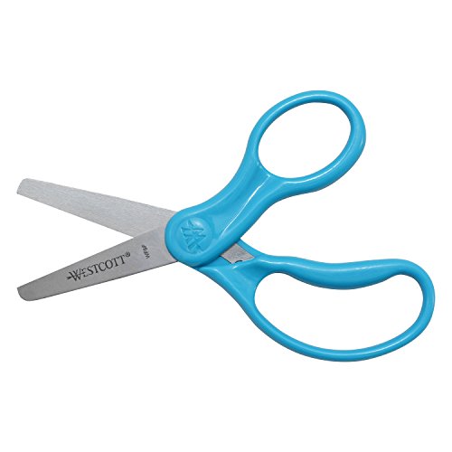 Westcott 15968 Right-Handed Scissors, Kids' Scissors, Ages 4-8, 5-Inch Blunt Tip, Blue