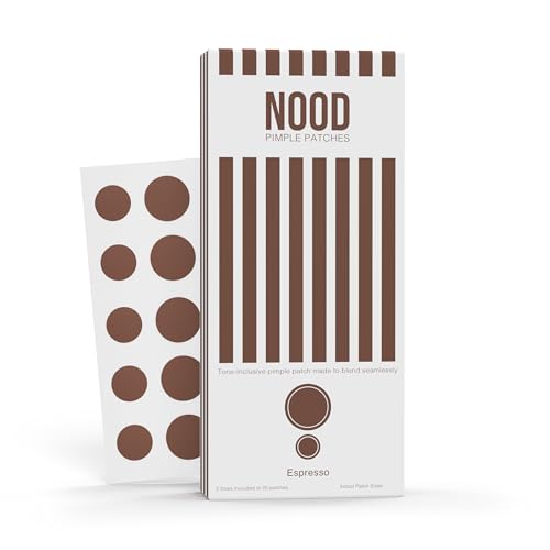 NOOD Pimple Patch ? Skin-Tone Matching, Ultra-Thin & Breathable Hydrocolloid | Discreet Pimple Coverage & Fast Healing | 20 Patches in 2 Sizes (Espresso)