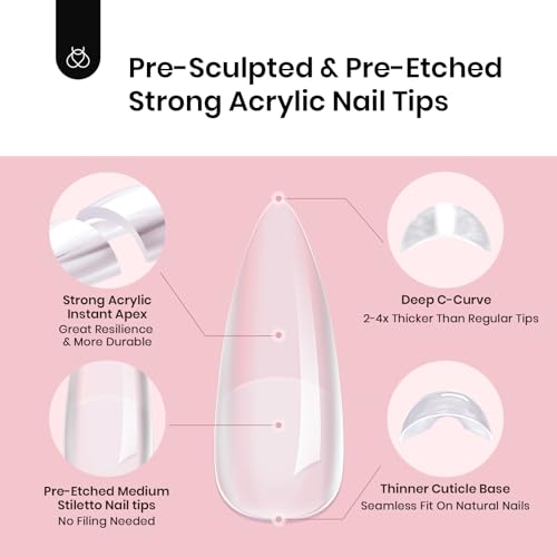Beetles Apex Nail Tips Medium Stiletto 192pcs 16 Sizes