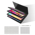 Magnetic Makeup Palette 4-Layer Empty Black PU Leather Storage Case with Spatula & 100 Metal Stickers