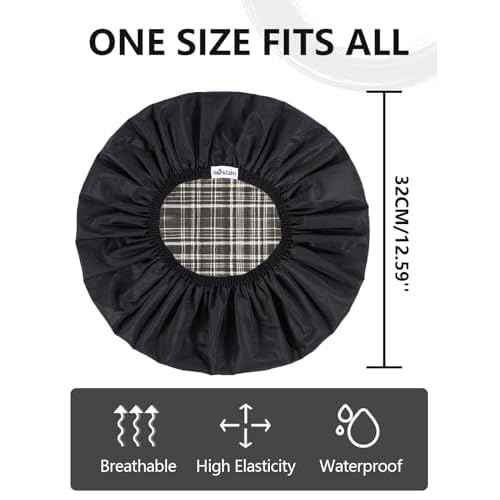 Years calm Men Shower Cap Reusable Waterproof, Dual-Layer Design, Double-Sided Use,Protects Hair in Shower, Spa, Travel & Cooking, Adjustable Elastic for Comfortable Fit (Black Plaid, One Size)
