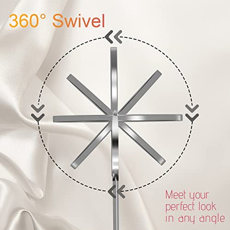 8" Lighted Makeup Mirror with Magnification, 1X/10X Magnifying Mirror with Light, Double Sided 360¡Æ Cordless Rechargeable, 3 Colors Brightness Adjustable Makeup Mirror with Lights with 52 LED(Silver)