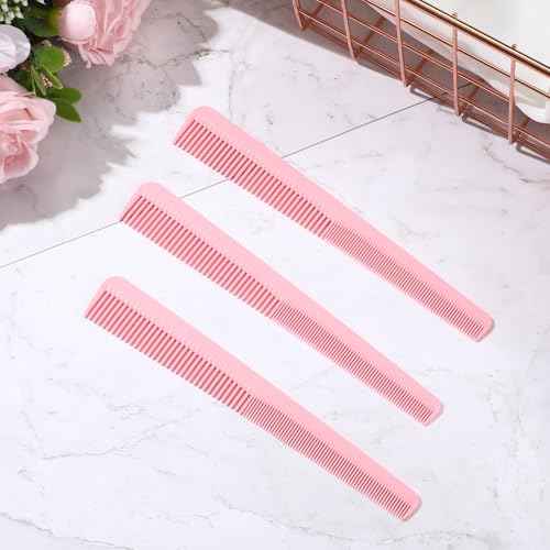 Boao 6 Pieces Tapered Comb Carbon Fiber Salon Hairdressing Fine and Wide Tooth Comb Heat Resistant Tapering Barber Stylist Cutting for Men Women(Pink)