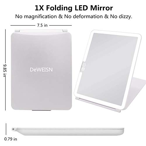 Folding LED Makeup Mirror with 72 Lights & USB Charging