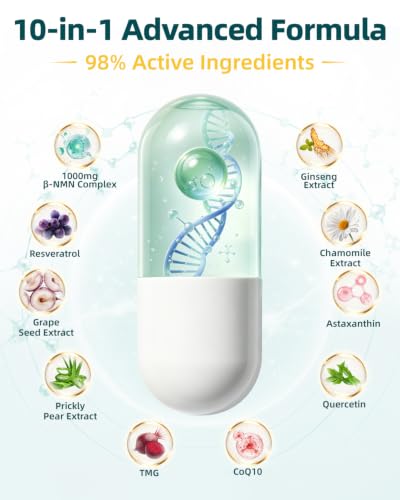 Green Pigeons NMN Supplement 1000mg - 10-in-1 NAD+ Boosting Formula