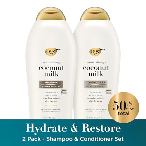 OGX Coconut Milk Shampoo & Conditioner Set, 25.4 FL OZ