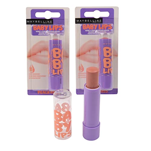 Maybelline Baby Lips Moisturizing Lip Balm SPF 20, Peach Kiss 0.15 oz (Pack of 2)