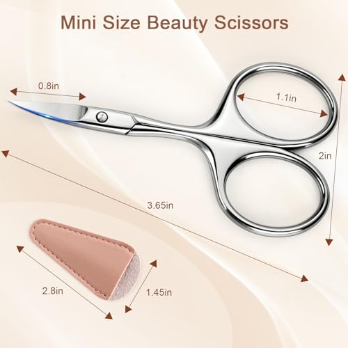 Eyebrow Scissors with Curved Blades for Precise Grooming - Nose & Facial Hair Trimming
