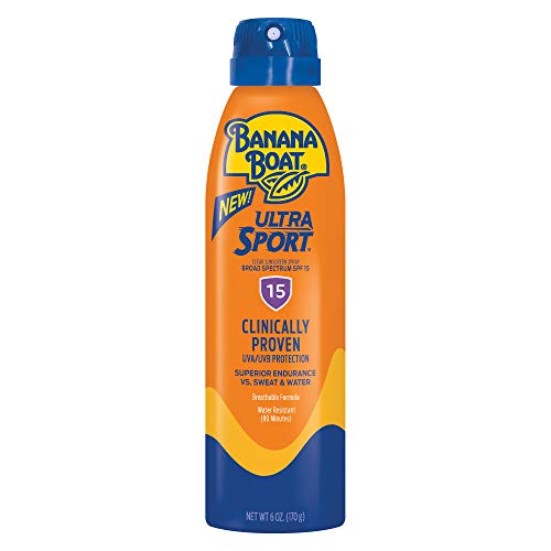 Banana Boat Sport Ultra SPF 15 Sunscreen Spray, 6oz | Banana Boat Sunscreen Spray SPF 15, Oxybenzone Free Sunscreen, Clear Sunscreen Sunblock, Spray On Sunscreen, Water Resistant Sunscreen, 6oz