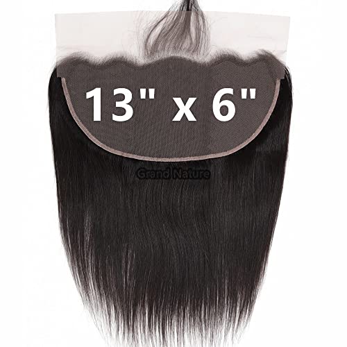 Grand Nature Frontal HD Lace Closure Only, 13x6 Frontal HD Lace, 5x5 HD Lace Closure Body Wave, Straight 4x4 Closure, 13x4 Lace Frontal HD Lace (Straight, 12"-13x6 Frontal)