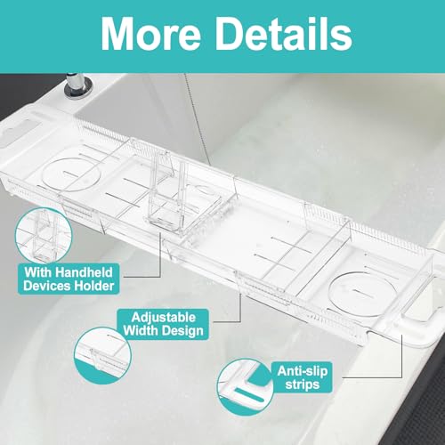 Expandable Bathtub Tray Caddy with Tablet Holder
