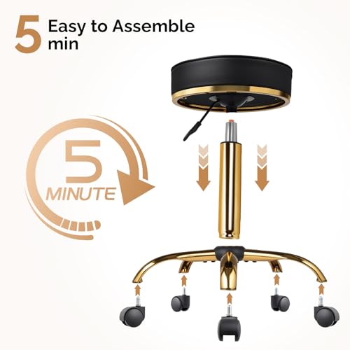 OmySalon Rolling Salon Stool with Wheels - Height Adjustable