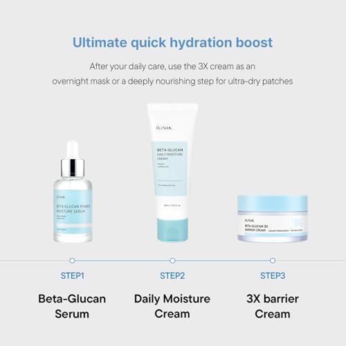 IUNIK Beta-Glucan Vegan Lightweight Non-Sticky Deep Moisture Watery Cream Lotion Daily Moisturizer Quick Absorption Dry Mature Sensitive Fine lines Skin Naturally-Derived Centella Vitamin Korean