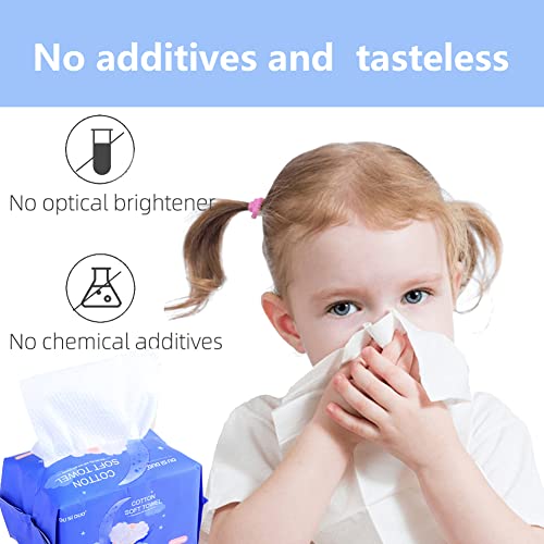 CottonCare 600 Count Baby Cotton Wipes Unscented & Chemical-Free - Soft & Ultra Absorbent for Delicate Skin, Pack of 6