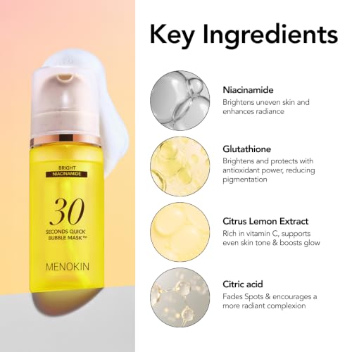 MENOKIN Brightening Niacinamide Bubble Mask - Deep Hydration & Radiance, 2.36 fl oz