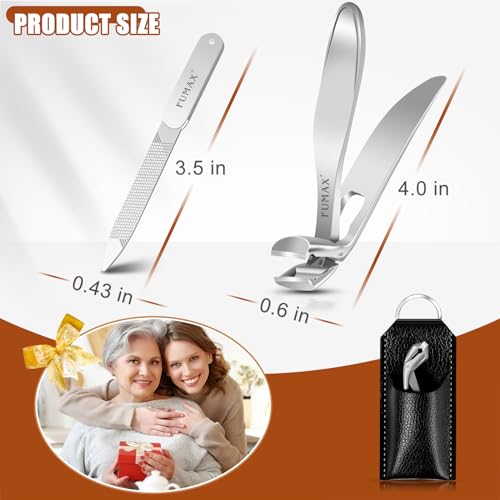 Nail Clippers for Men Thick Toenails, Large Angled Toenail Clippers for Seniors, Mess Free Wide Opening Toe Nail Clippers with Catcher, Heavy Duty Nail Cutter Trimmer with Long Handle & Sharp Blade