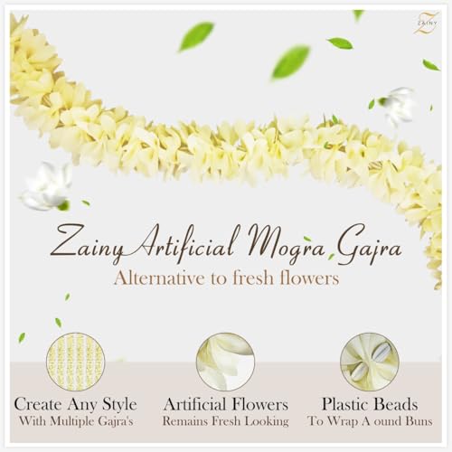 ZAINY 6 Pack White Mogra Gajra Hair Accessory