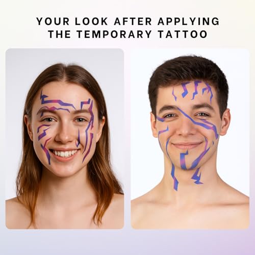 Purple Ombre Temporary Patterns Tattoo ? Realistic Waterproof Body Art for Cosplay, Halloween, and Party Makeup (2 PCS)