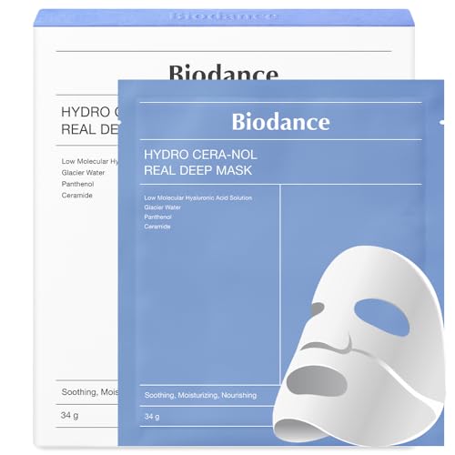 BIODANCE Hydro Cera-nol Real Deep Mask, Overnight Hydrogel Mask, Soothing, Moisturizing, Nourishing, 1.19oz(34g) x 4ea