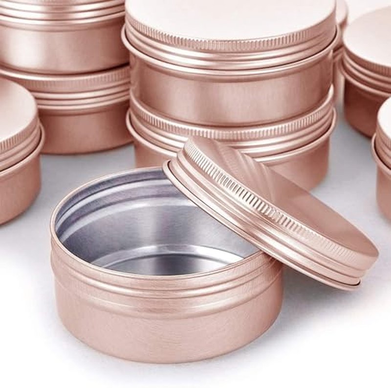 1oz Aluminum Tin Jars with Screw Caps - 12 Pack Rose Gold